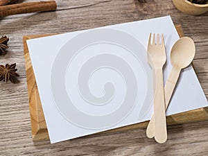 Blank white menu paper template background and Spicy herb ing