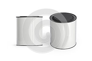 Blank white metal paint can mockup isolated on a background