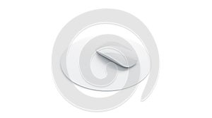 Blank white mouse pad mock up side view, isolated