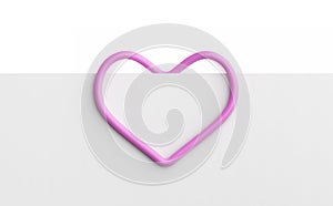 Blank white note paper and heart shape paper clip isolated on white background for office business concept, attached to paper. 3d