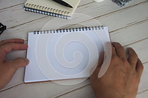 Blank white notepad with space customizable for text or ideas. Copy space for ideas