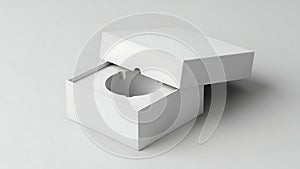 Blank White Open Packaging Box Mockup with Circular Insert