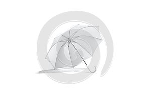 Blank white open umbrella mockup lying, isolated