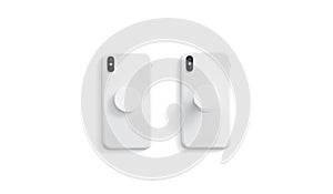 Blank white opened and closed phone pop socket mock up,