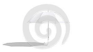 Blank white opened umbrella mock up stand, looped rotation