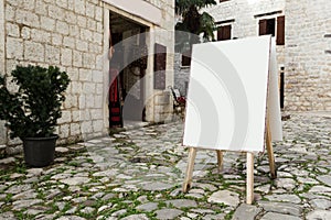 Blank white outdoor advertising stand sandwich board mock up template