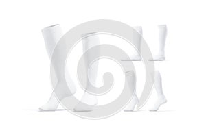 Blank white pair soccer socks toe mockup, different views photo