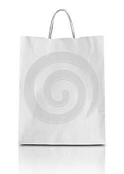 Blank white paper bag isolated