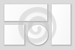 Blank white paper flyers and posters templates in different shapes and sizes.