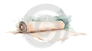 Blank white paper roll on white backdrop, ideal for creative projects and design mockups