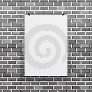 Blank white paper sheet raw brick wall background vector illustration