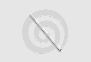 Blank white paper straw mockup isolated, side view, photo