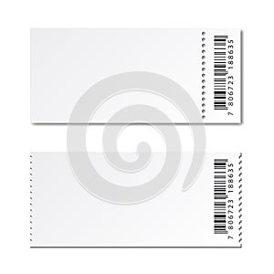 Blank white paper ticket