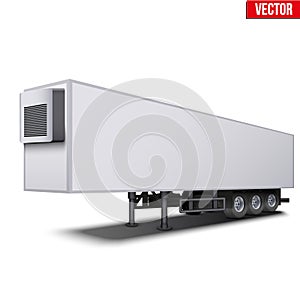 Blank white parked semi trailer