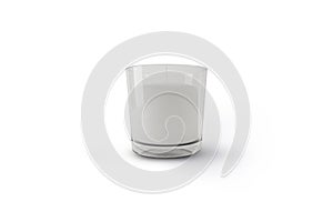 Blank white pillar candle in glass jar mockup, 3d rendering.