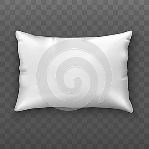 Blank white pillow. Soft cushion. Mock up. Top view. Realistic style. Vector illustration