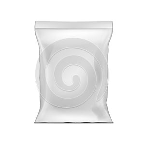 Blank White Plastic Bag Snack Packaging Isolated