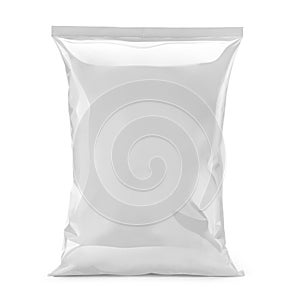 Blank or white plastic bag snack packaging isolated on white