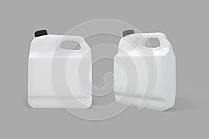 Blank white Plastic canister mock up isolated on grey background.