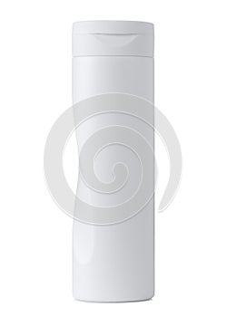 Blank white plastic cosmetics or shampoo bottle isolated