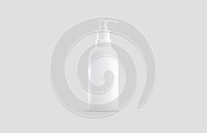 Blank white plastic pump bottle mock up, front view
