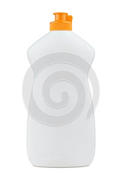 Blank white plastic soap or shampoo bottle isolated