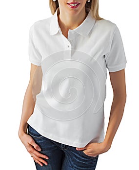 Blank white polo shirt