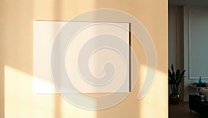 Blank white poster on a sunlit wall