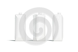 Blank white prisma juice pack with lid mockup set, sides