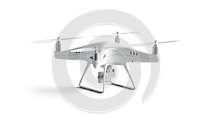 Blank white quadrocopter with camera mock up, looped rotation