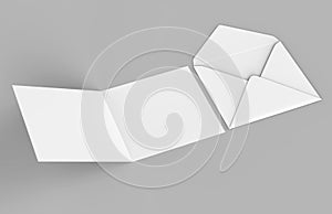 Blank white realistic baronial envelopes mock up. 3d rendering illustration.