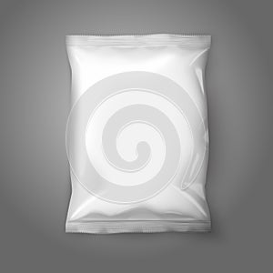 Blank white realistic foil snack pack isolated on