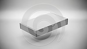 Blank White Rectangular Box Mockup Floating on Grey Background