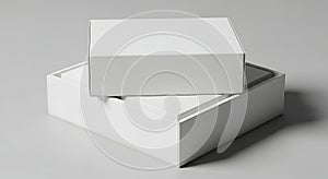Blank White Rectangular Box Mockup with Lid on Gray Background