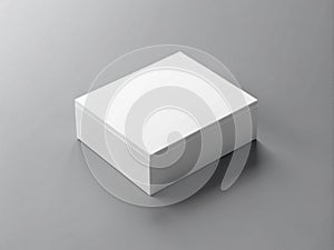 Blank White Rectangular Box Mockup Minimalist 3D Render for Product Presentation Design Visualization on a Soft Gray