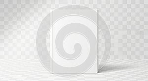 Blank white rectangular box on transparent background