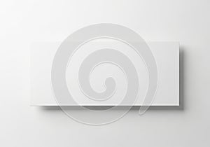 Blank white rectangular card casting a subtle shadow isolated on white background