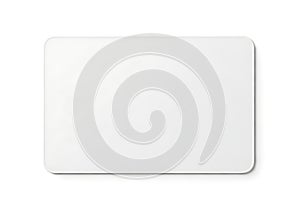 Blank white rectangular card with rounded corners on a white background {Ai generated