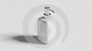 Blank White Rectangular Dispenser Bottle with Silver Pump