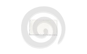 Blank white rectangular postage stamp mock up, isolated