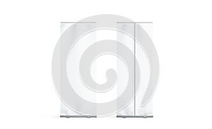 Blank white roll-up banner front and back set display mockup, isolated, photo