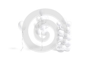 Blank white round balloon single, bouquet, colomn mockup, front view