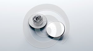 Blank white round silver lapel badge mockup, front photo