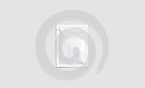 Blank white sachet packet mockup, isolated on gray background photo
