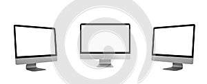 blank white screen computer display isolate on white background