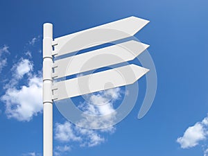 Blank white sign on a blue cloudy sky.