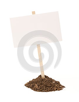 Blank White Sign in Dirt Pile - Isolated