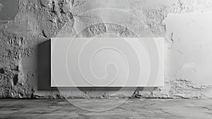 Blank White Signboard on Textured Gray Wall and Floor