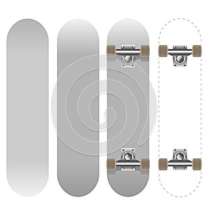 Blank white skateboard template