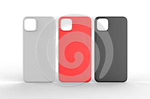 Blank white smart phone mobile back cover for design template mock up design. 3d illustration